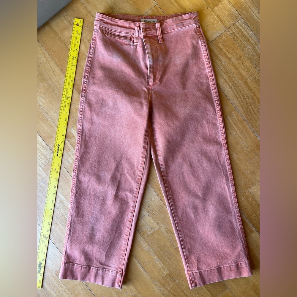 Madewell Women's High rise Wide leg Cropped Pink Jeans